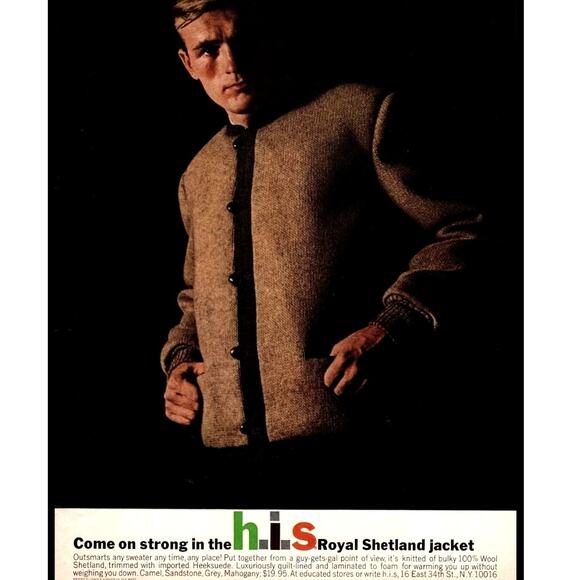 Vintage 60s H.I.S. Wool Cardigan Grandpa Sweater Jacket Sz S Made in USA - Picture 4 of 11